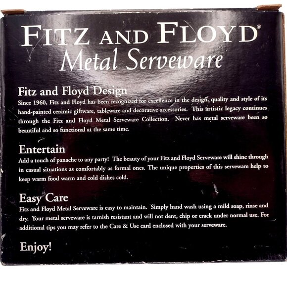 Fitz And Floyd Leaf-Shaped Metal Serveware Snack Tray Bowl Candy Dish Trinket - Picture 9 of 11